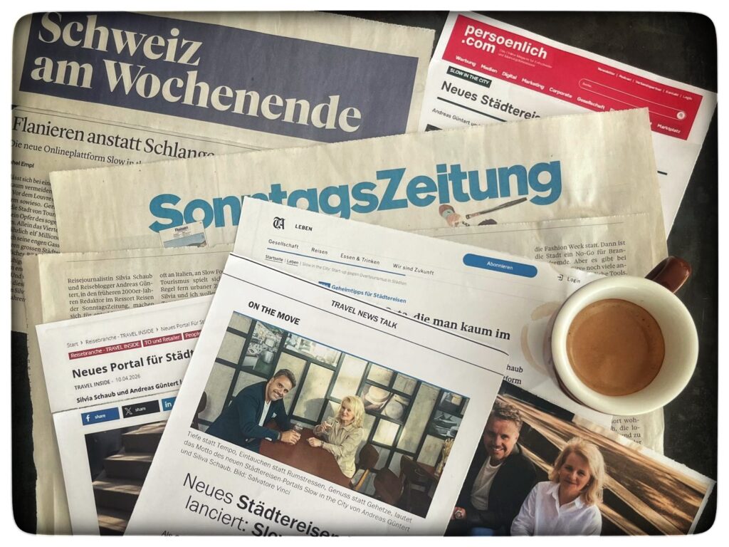 Slow in the City in den Medien, das Schweizer Online-Portal für Städtereisen ist bekannt aus Zeitungen und Online-Portalen. 